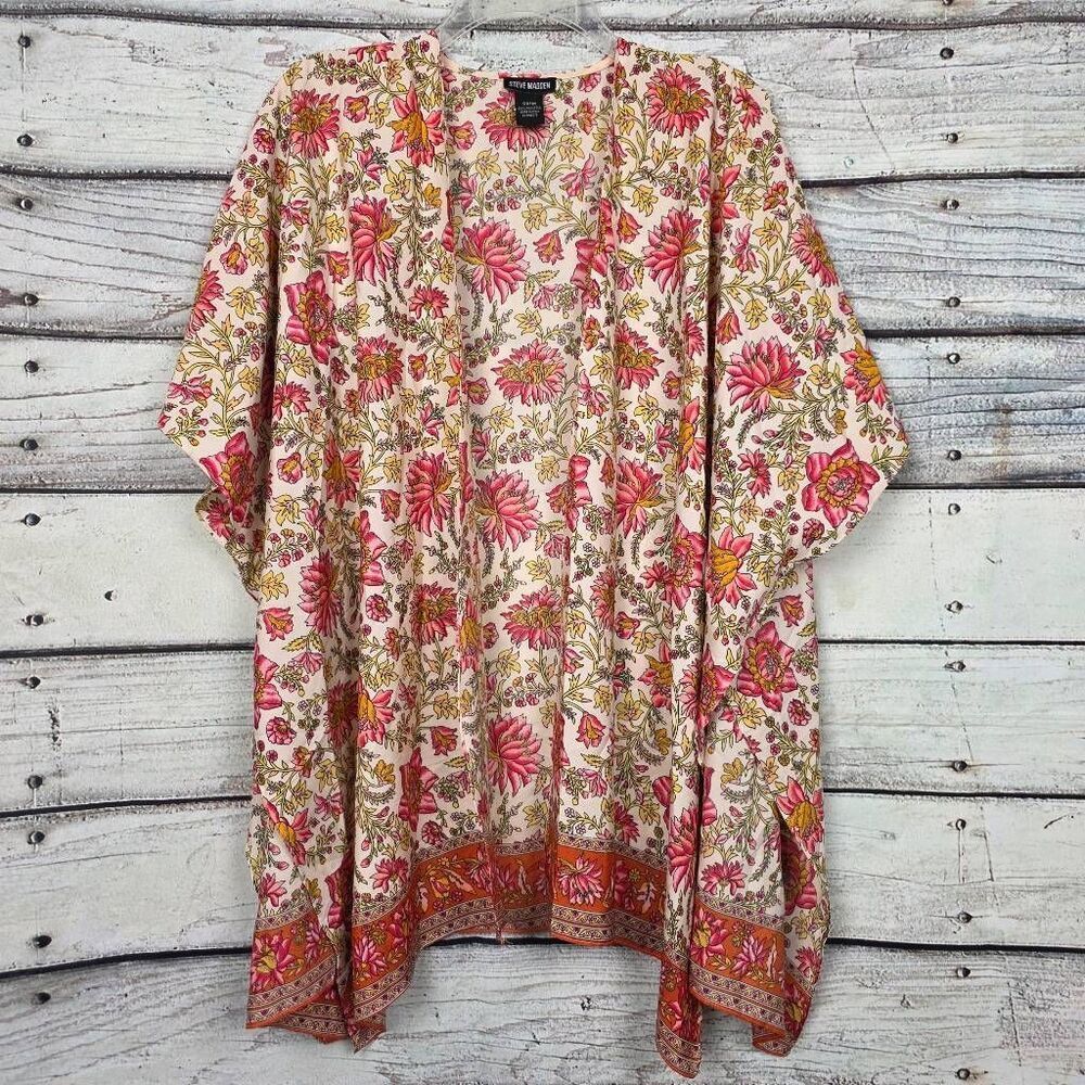 Steve Madden Floral Kimono Open Front One Size OSFM